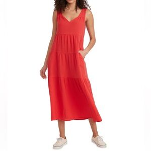 Marine Layer Vibrant Red Midi Dress